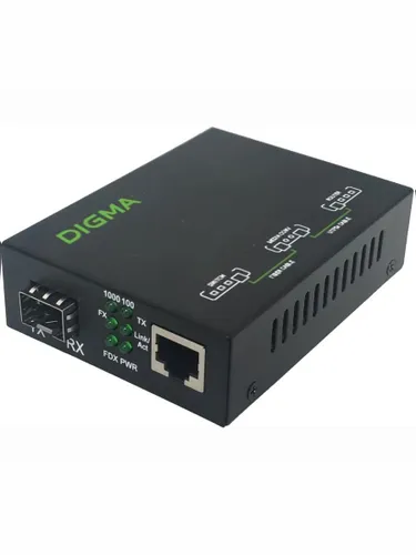 Медиаконвертер оптический с LFP Digma DMC-1G-SFPL гигабитный, SFP и RJ45 порт