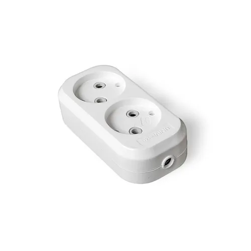 Корпус удлинителя 2 мест, б/з пластик белый