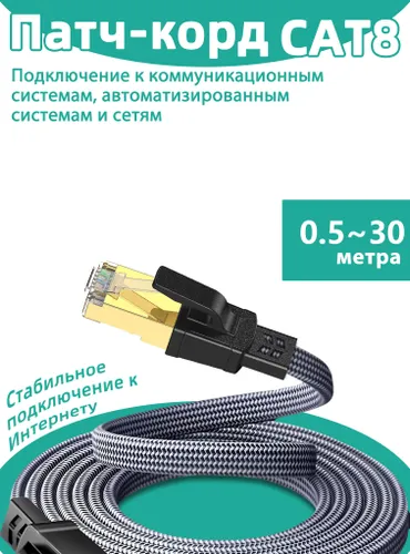 Weizuda Кабель для интернет-соединения RJ-45/RJ-45, 0.5 м, черно-серый