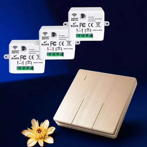 Беспроводной выключатель света трехклавишный дистанционный с тремя приемниками 433 МГц 220В