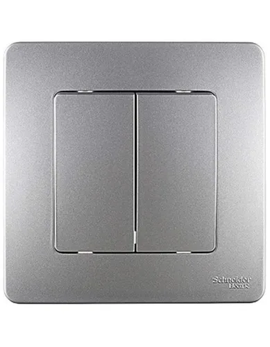 Выключатель Systeme Electric Blanca двухклавишный встраиваемый серый алюминий BLNVS010503