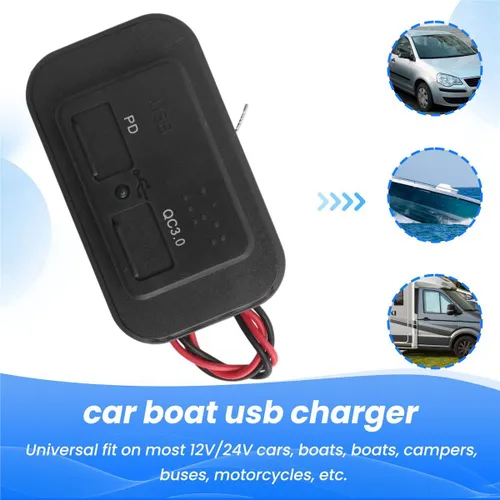 Автомобильное зарядное устройство USB+PD, разветвитель питания 12 В/24 В, адаптер питания USB (черны