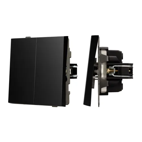 Механизм выключателя двухклавишный проходной SWT-TENDO-MKP2-PL-BK (230V, 10A) (Arlight, Черный)