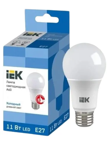 Лампа светодиодная ECO A60, 11Вт, грушевидная 230В, 6500К, E27.