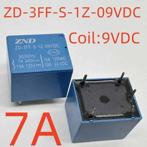 2 штуки Электромеханическое реле ZD-3FF-S-1Z-09VDC 7А 5 контактов