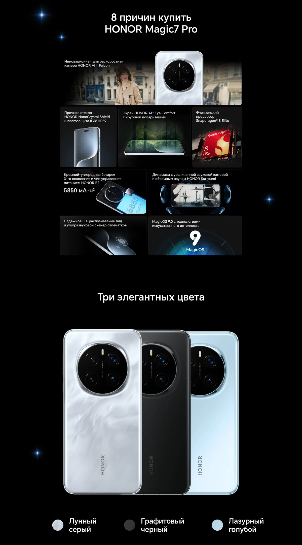 Купить Honor Magic 7 Pro (12/512) Blue в Донецке Макеевке ДНР Купить Honor Magic 7 Pro (12/512) Blue в Донецке Макеевке ДНР