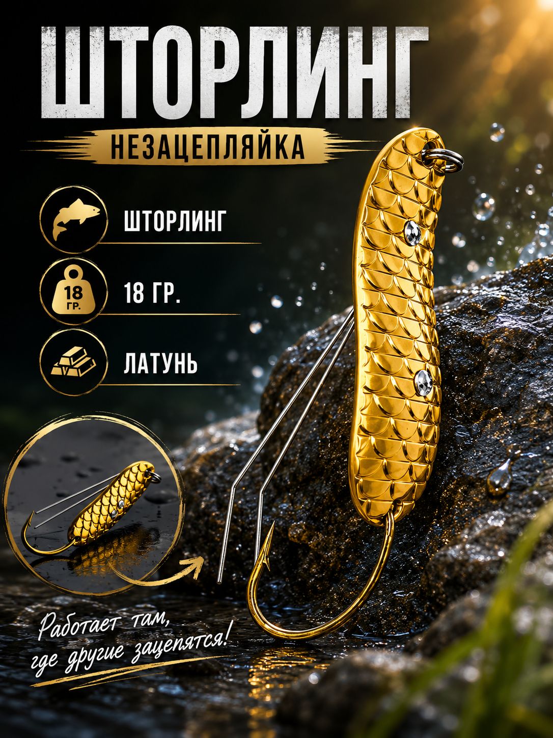 Блесна незацепляйка колебалка шторлинг на щуку, окуня и судака