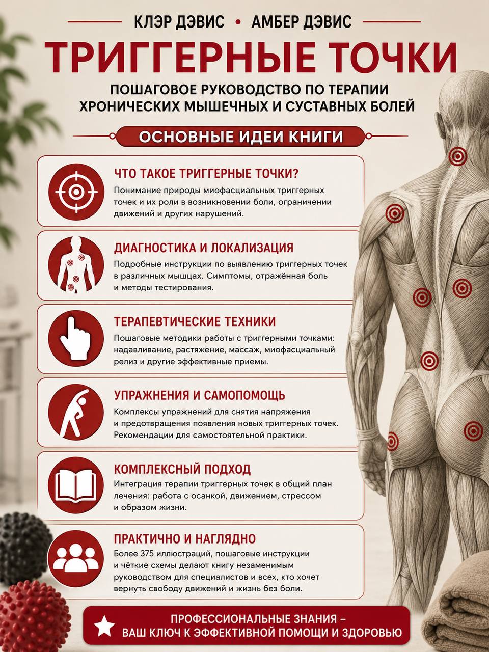 Триггерные точки. Пошаговое руководство по терапии хронических мышечных и суставных болей Дэвис Клэр, Дэвис Амбер | The Trigger Point Therapy Workbook, 3rd Edition - Ozon image 1