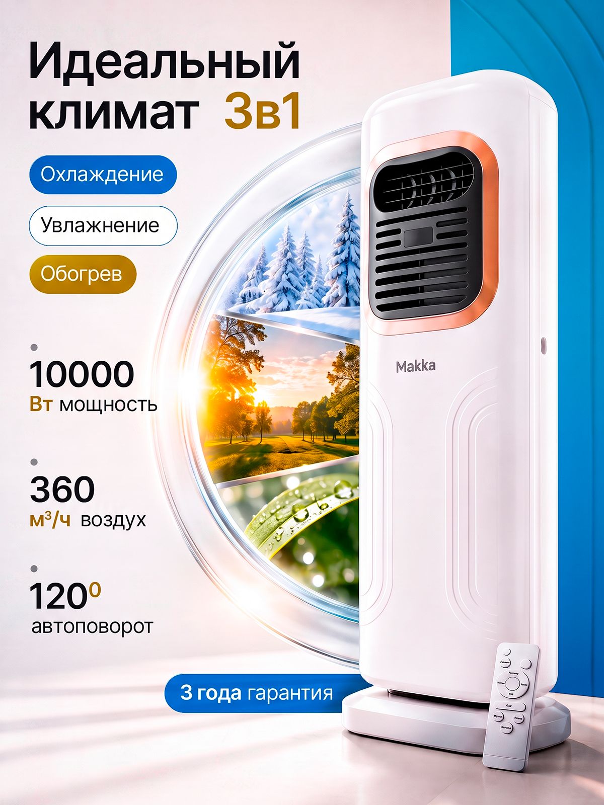 Напольный кондиционер мобильный 4в1
