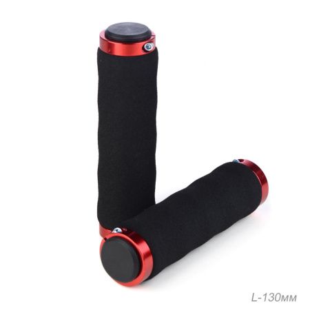 Грипсы для велосипеда COMIRON FD-A777 130 мм, с алюминиевыми струбцинами, EVA-пена, с заглушками, красно-черные, 2 шт.