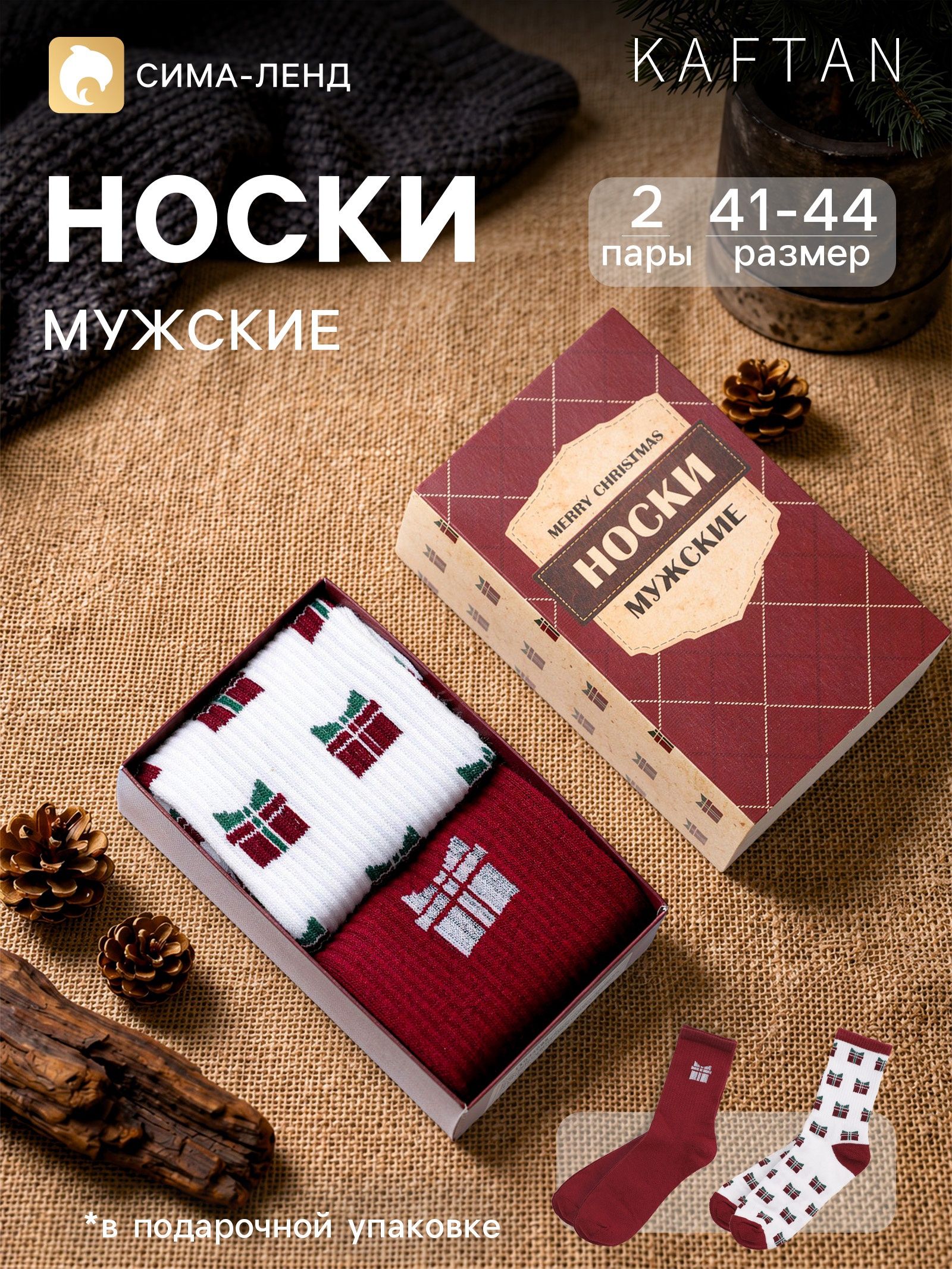 Носки мужские новогодние KAFTAN Подарок , 2 пары, размер 41-44 (27-29 см)