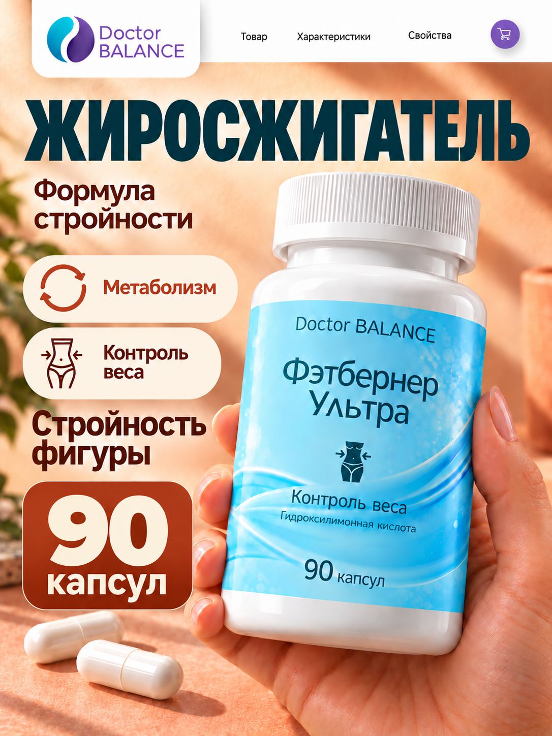 Комплекс для контроля веса Doctor Balance Фэтбернер Ультра Капс 90 капсул