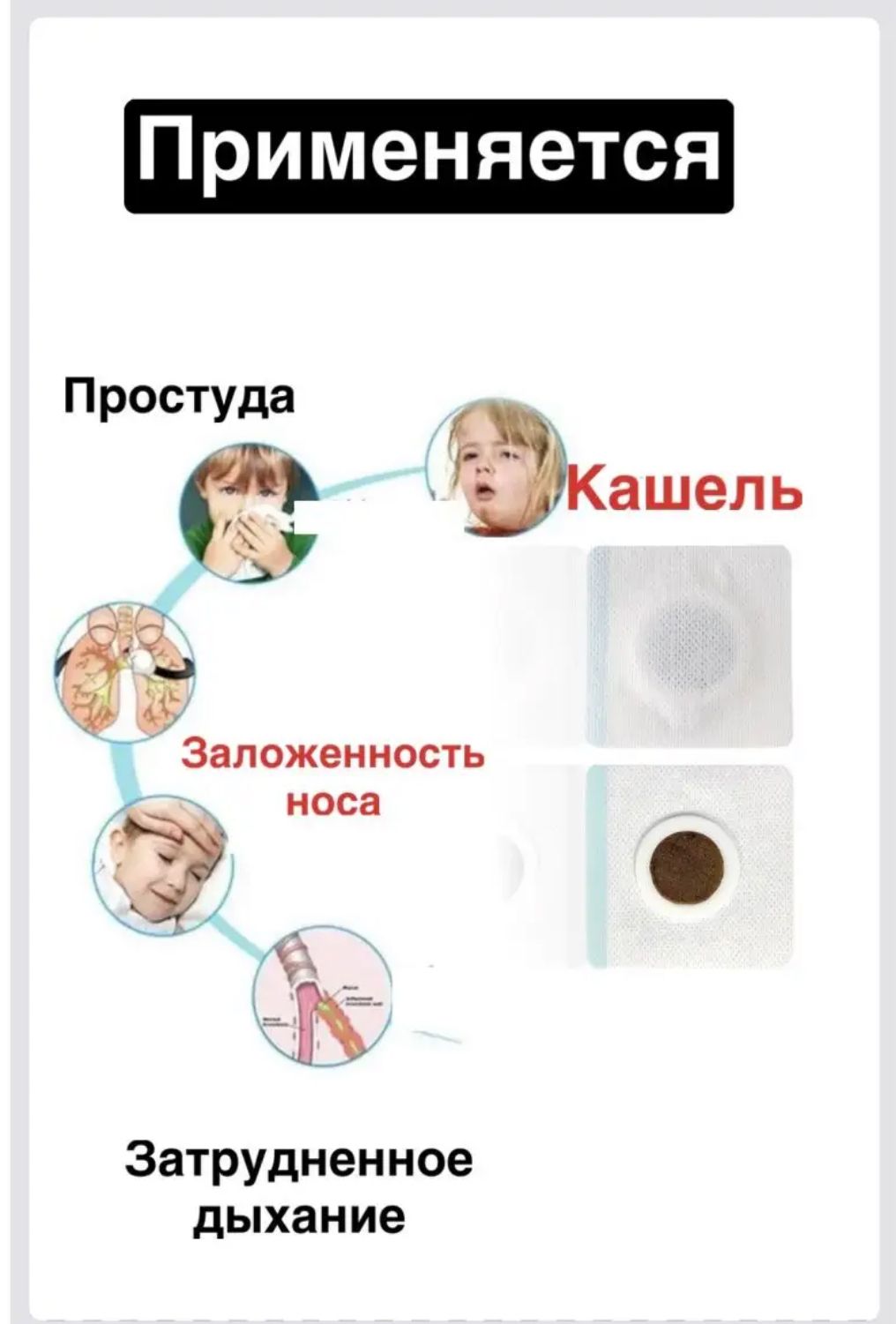 Пластырь детский при кашле, простуде 6 шт.
