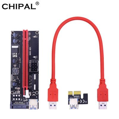 PCI-EрайзердлявидеокартыCHIPALVER009SRiserPCIEудлинительплатаPCIExpressX1-X16сLED-индикаторами3,3В/12Виразъемомпитания15Pin6Pin4PinиКабельUSB3.030см