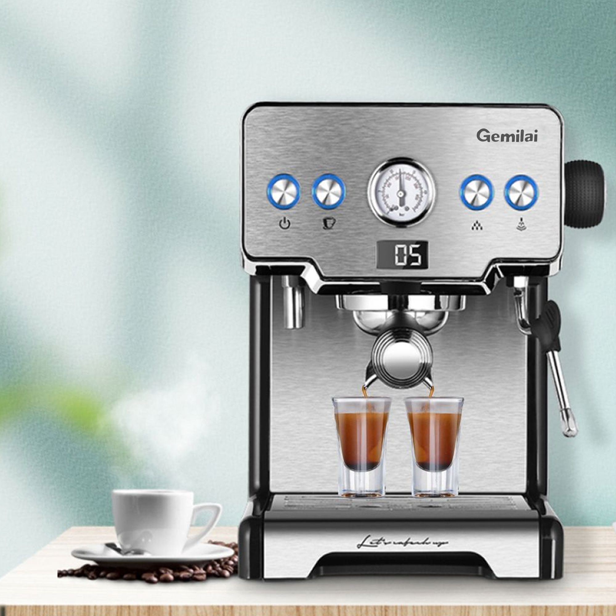 ПрофессиональнаякофеваркаGEMILAI_CRM3605,серыйметаллик,белый