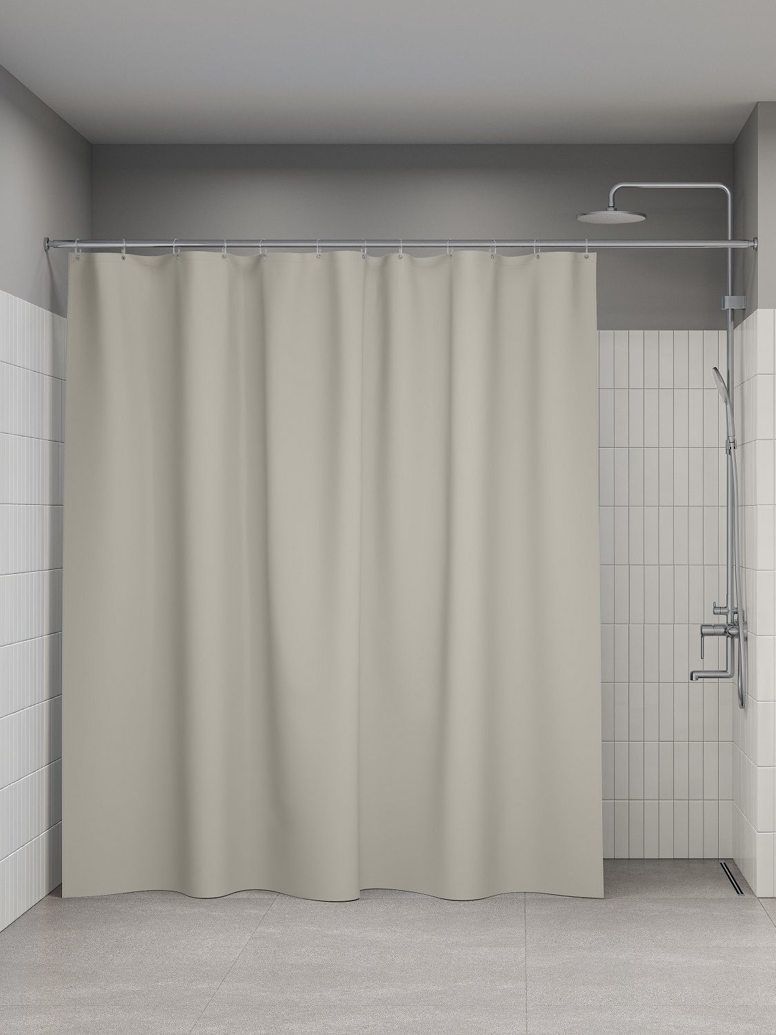 Фото товара на маркетплейсе ozon Штора для ванной комнаты и душа IDDIS, 240x200 см, тканевая, водонепроницаемая, полиэстер, с кольцами, BL02P24i11