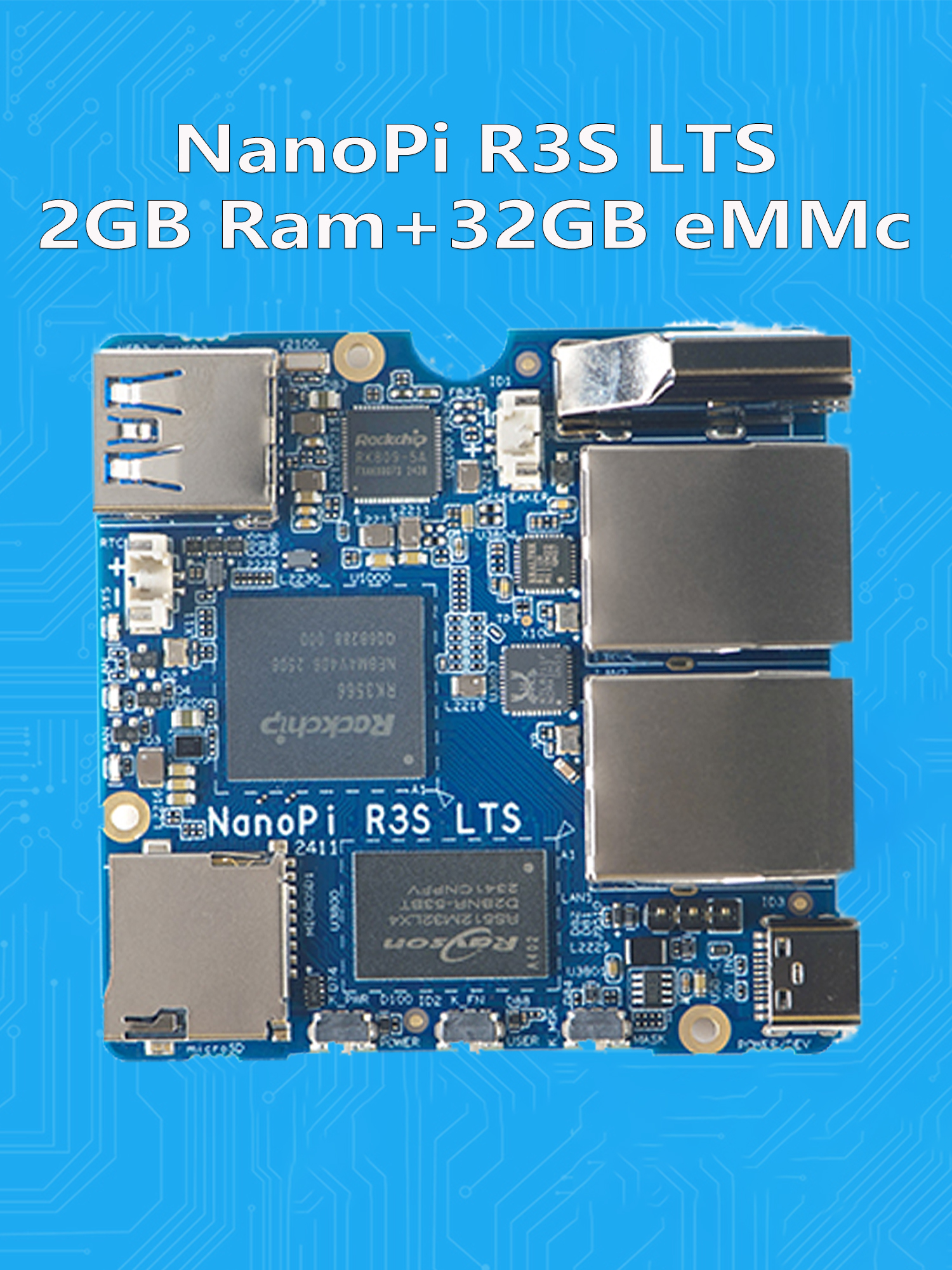 NanoPi R3S LTS Dual-Gbps Ethernet Ports Router Rockchip RK3566 SoC Mini ...