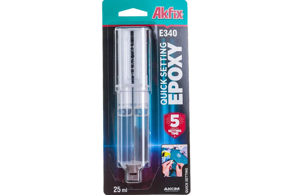 Клей эпоксидный шприц Akfix E340 25мл(прозрачный)(5 мин.)