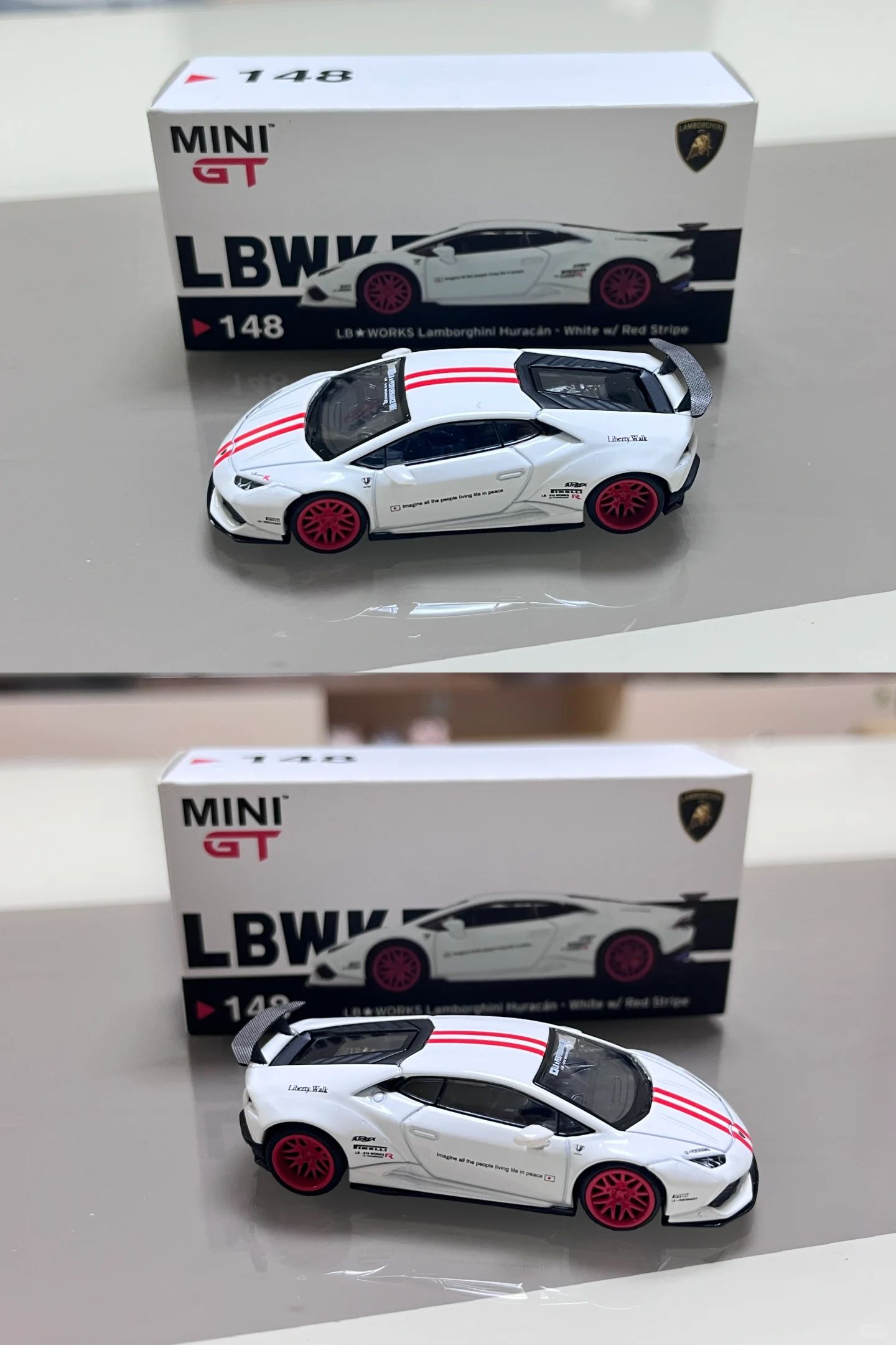 MINI GT 1:64 #148 LB WORKS Lamborghini Hurac n ver. 1 White w/ Red ...