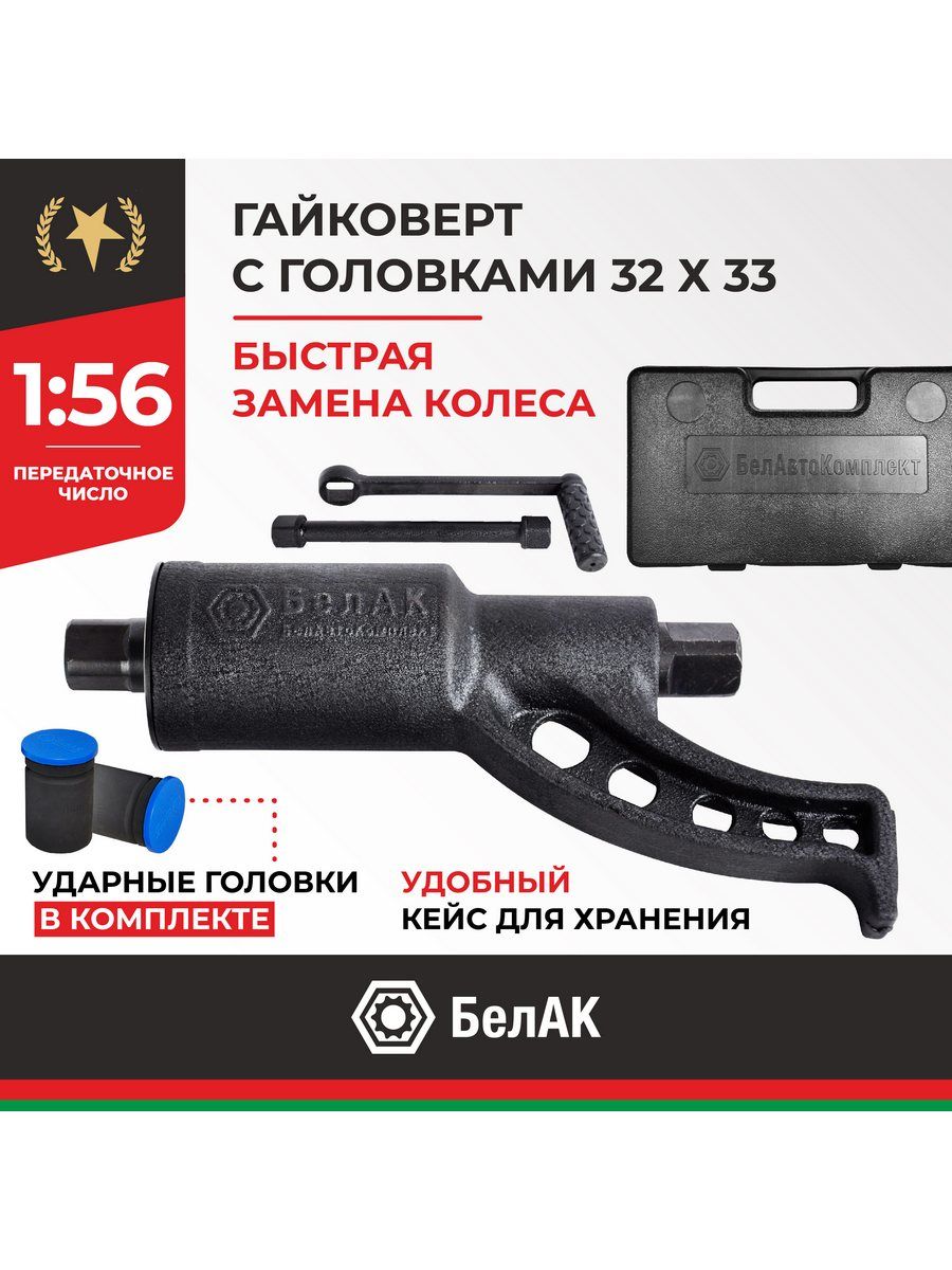 Гайковерт ручной (мясорубка) на 1" головки 32х33 БелАК