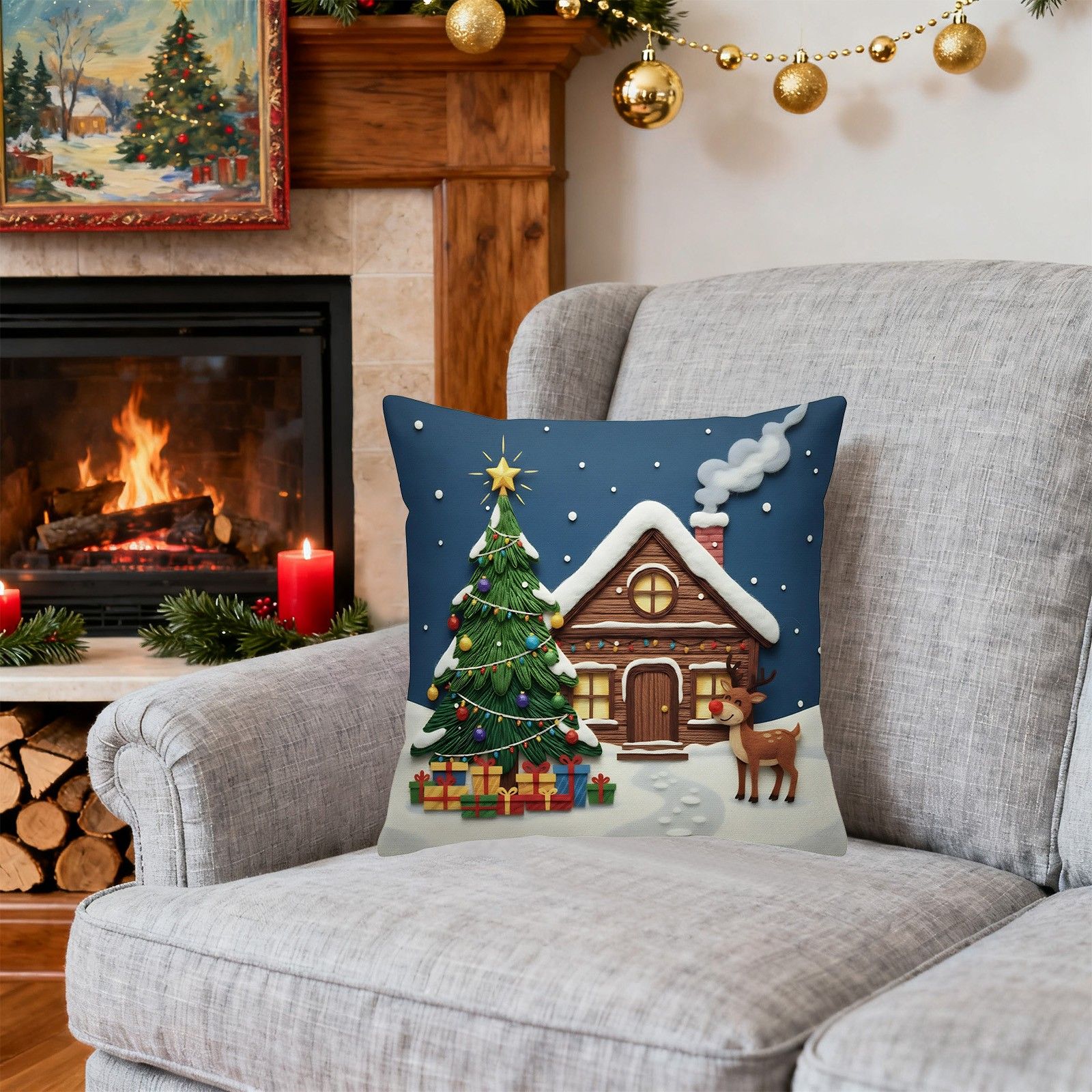 Рождество подушки-снежинка-подушка