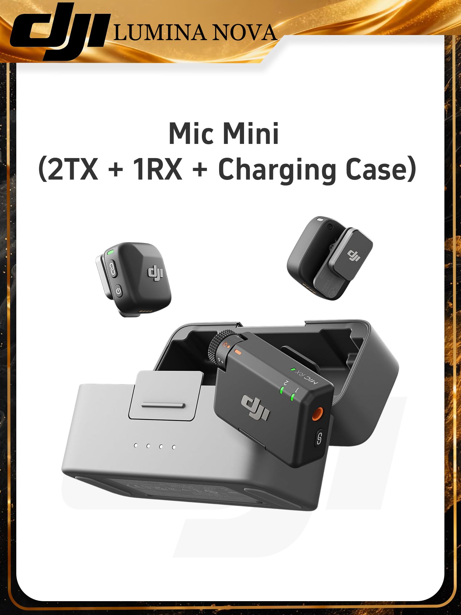 DJI Микрофон универсальный DJI Mic Mini(2TX 1RX Charging CASE), черно-серый, бежевый