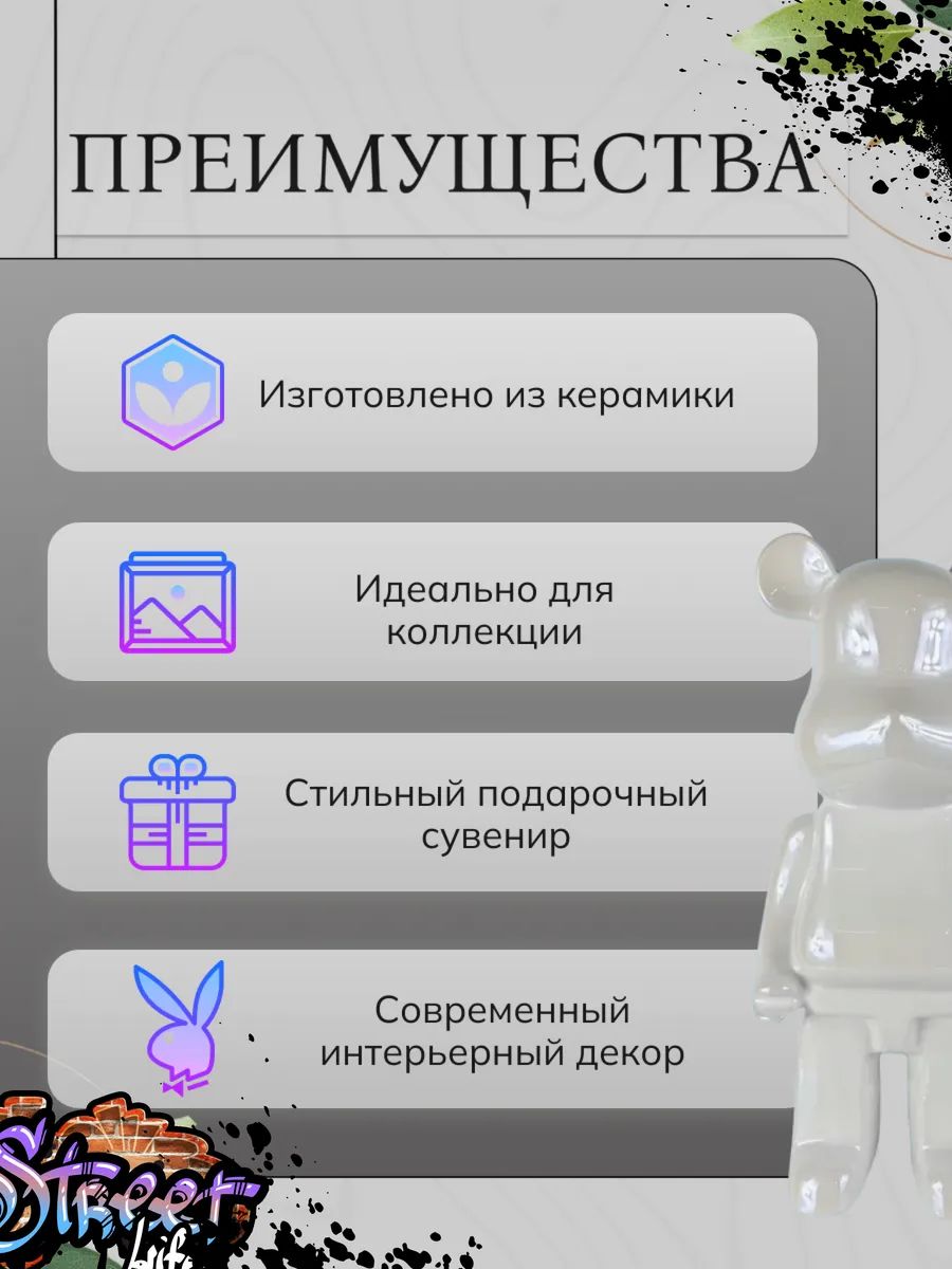 Статуэтка Bearbrick Белый 15*11*35 Китай