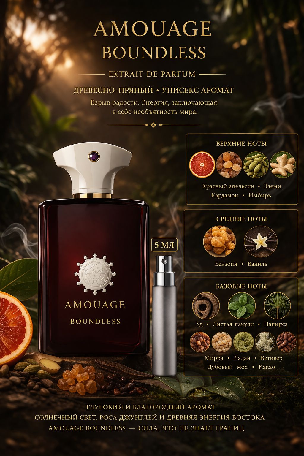 AMOUAGE Boundless Парфюмерная вода для унисекс 5 мл Отливант купить