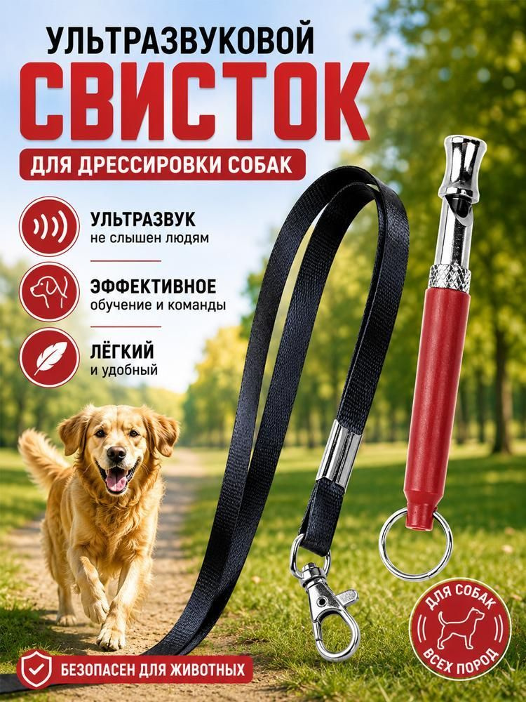 Металлический УЛЬТРАЗВУКОВОЙ бесшумный свисток для дрессировки собак со шнурком #1
