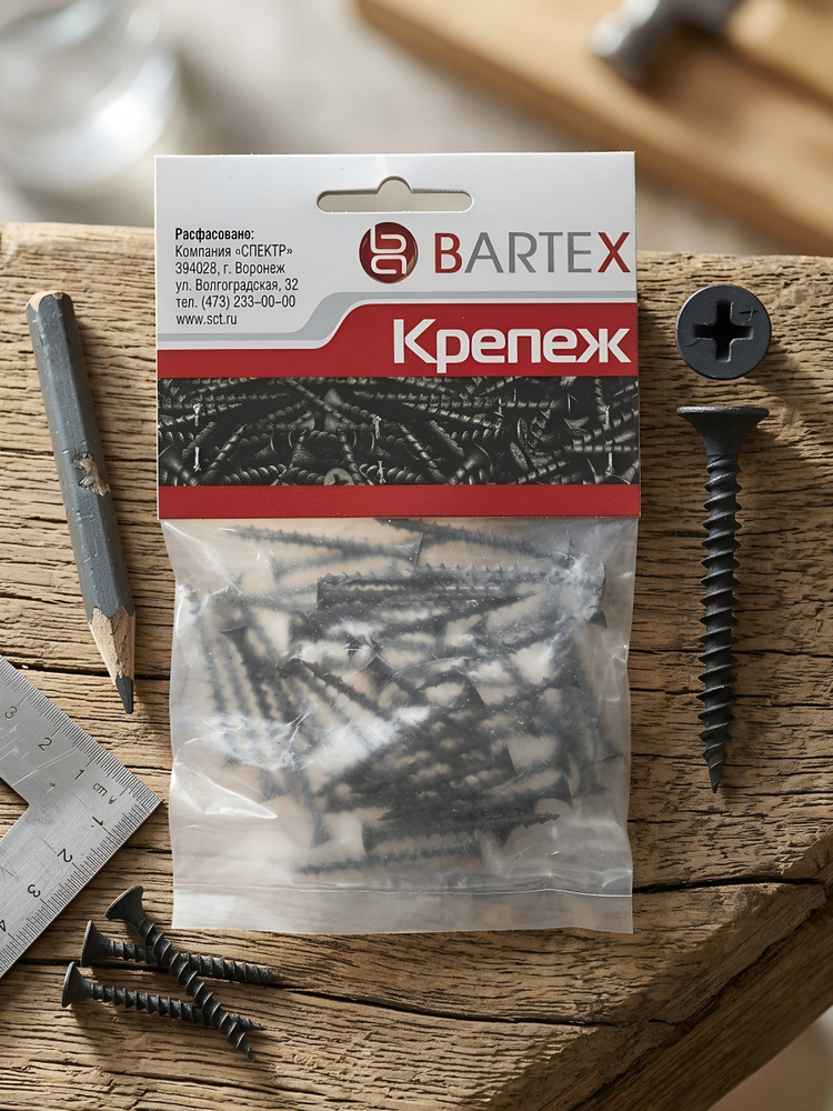 Саморез по металлу и гипсокартону Bartex 3.5х32 мм, 50 шт, черный #1