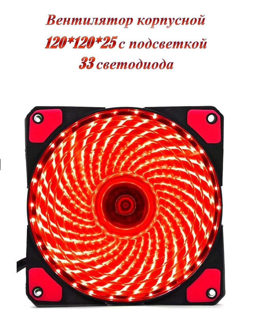 Вентилятор / кулер с подсветкой красный 120*120*25мм, 33 (led ...