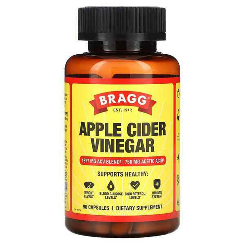 Яблочный уксус Bragg, пищевая добавка для снижения веса, 90 капсул ...