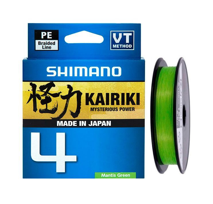 Плетёный шнур Зелёный Shimano Kairiki 4 PE Line 150m 0.10mm 3,6kg Mantis Green для спиннинга донки удочки #1