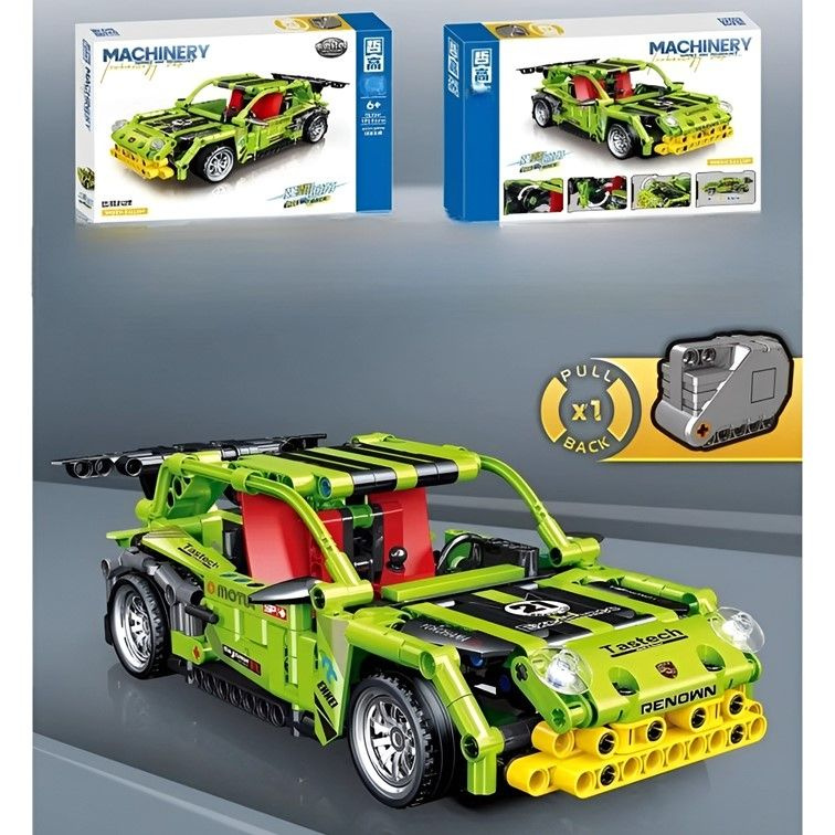 QL1241 Конструктор Technic Green Gallop, спортивная машина Техник 489 деталей с инерционным механизмом #1
