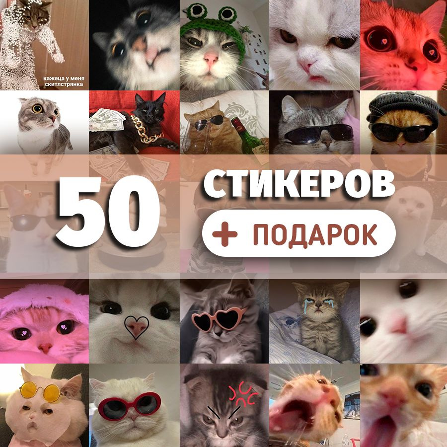 Наклейки на телефон Котики 50 шт стикеры