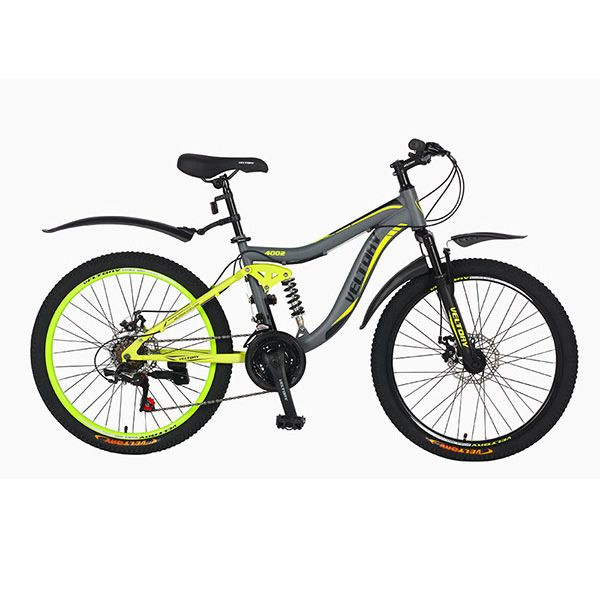 Велосипед подростковый двухподвес 24D-4002/серый матовый с желтыми ...