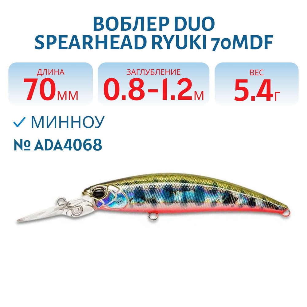 Воблер DUO Spearhead Ryuki 70MDF 70 мм 5.4 гр плавающий, цвет ADA4068 #1