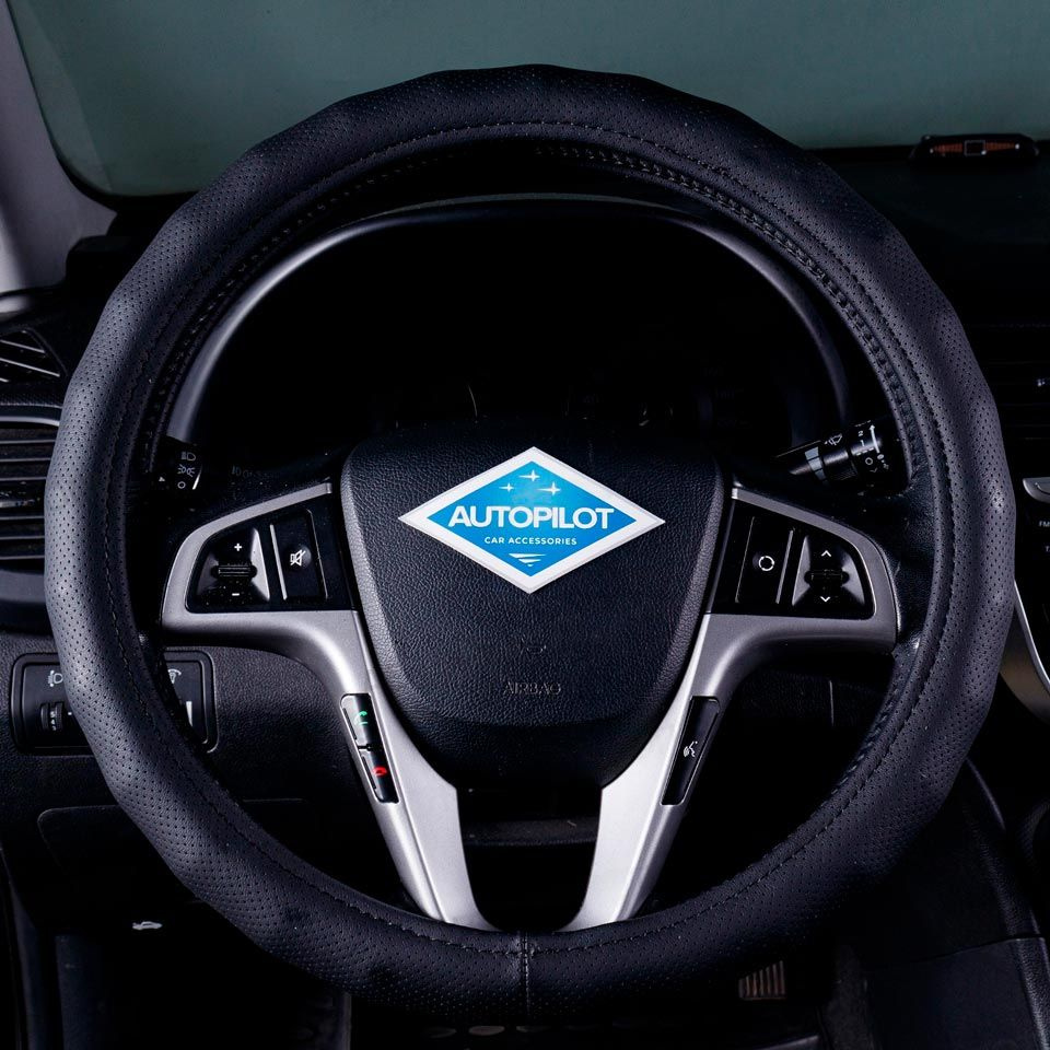 Оплетка, чехол (накидка) на руль Ниссан Ноут (2016 - 2020) хэтчбек 5 дверей / Nissan Note, экокожа, Черный #1