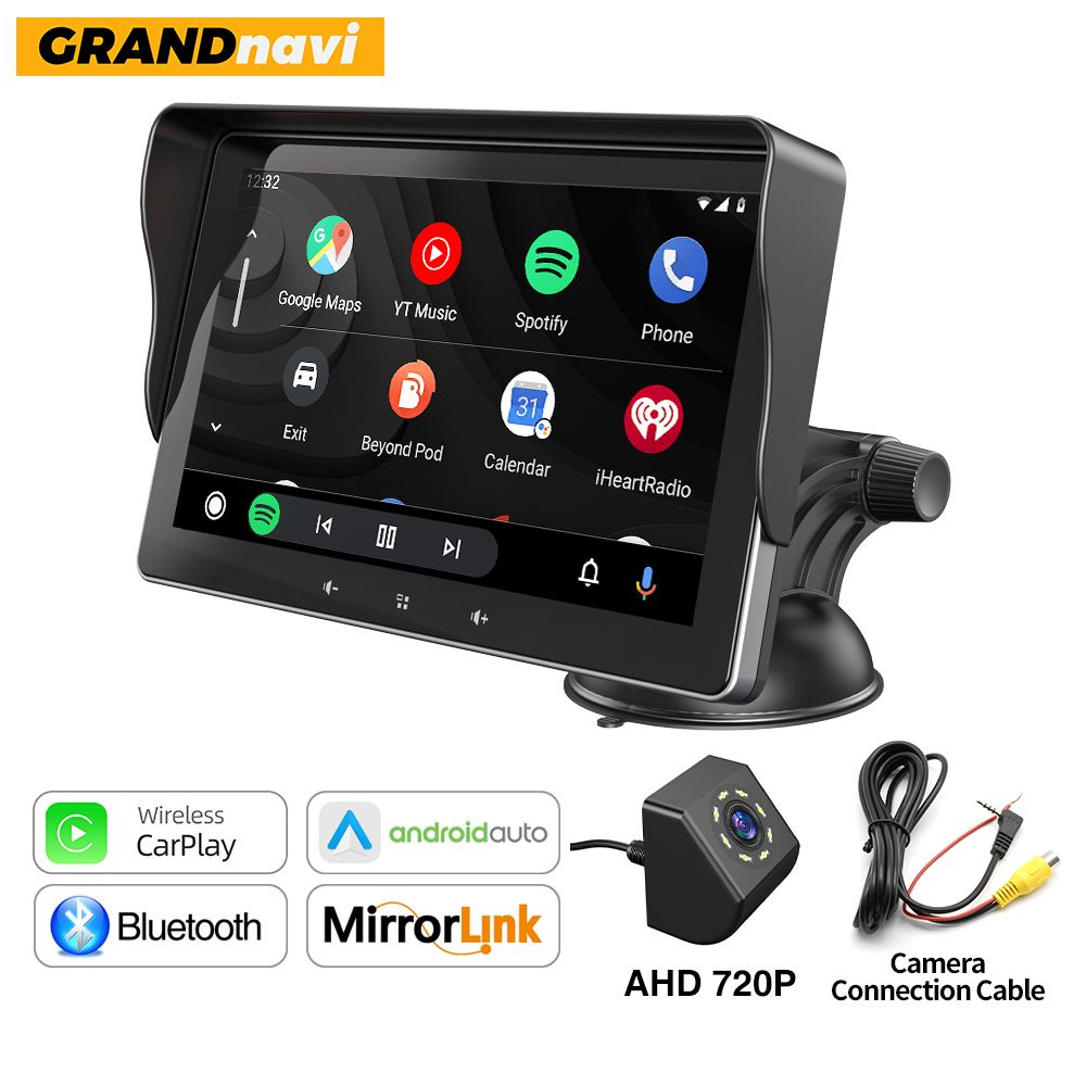 Автомагнитола универсальная 7 дюймов PAD3 AHD GRANDnavi Carplay Android  Auto Mirrorlink 2 DIN Bluetooth USB Linux сенсорный экран + камера AHD2 DIN  - купить в интернет-магазине OZON с доставкой по России (853121283)