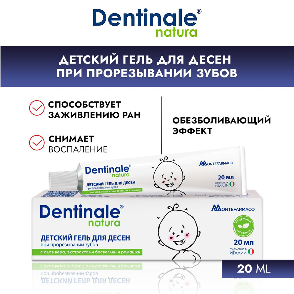 Dentinale Natura/Дентинале Натура, детский охлаждающий гель для десен при  прорезывании зубов 20мл - купить с доставкой по выгодным ценам в  интернет-магазине OZON (238029318)