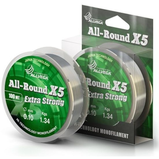 Леска монофильная ALLVEGA "ALL-ROUND X5" 0.30мм (100м) (9,78кг) (прозрачная)  #1