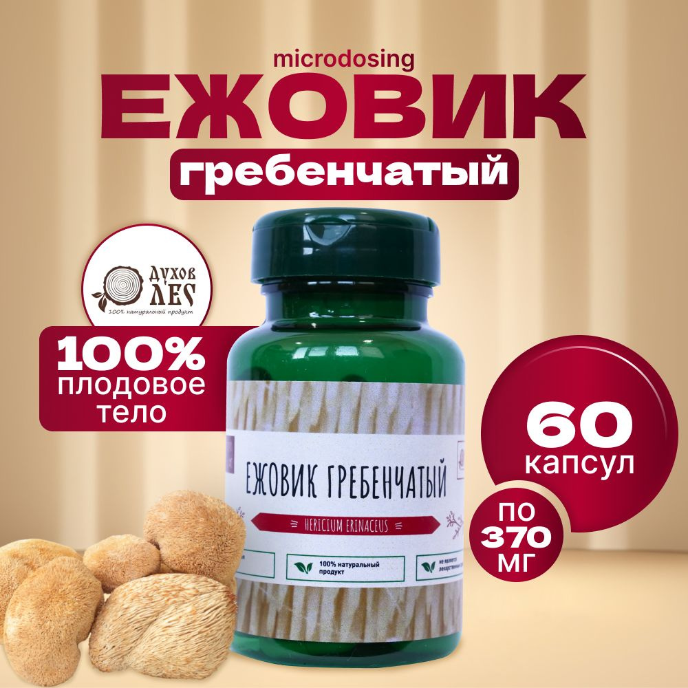 Ежовик гребенчатый, Ноотроп плодовое тело 60 капсул по 370 мг. - купить ...