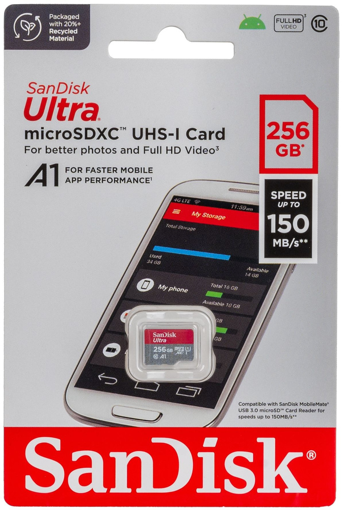 Карта памяти SanDisk microSDXC 256 ГБ 150 Мб/с Ultra Class 10 UHS-I A1 #1