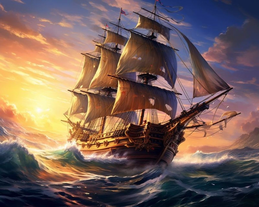 Картина по номерам Корабль в море (х. Яковец Е.) 40х50 см купить на ...