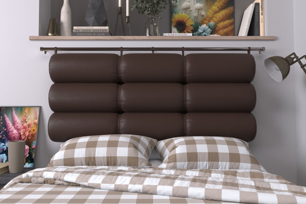 Набивное изголовье-подушка для кровати Mr. Mattress Soft XL 180x20 Brown с креплением  #1