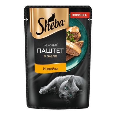 Sheba Влажный корм для кошек Нежный паштет в желе с индейкой 28 шт по 75 гр  #1