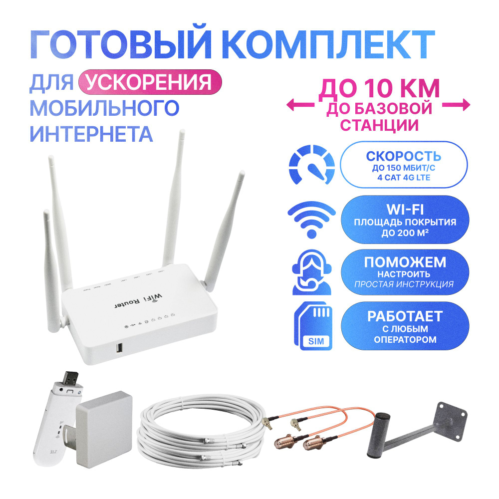 Интернет на дачу 3G/4G готовый комплект с мощной антенной, модемом и WIFI  роутером - купить с доставкой по выгодным ценам в интернет-магазине OZON  (1549749486)