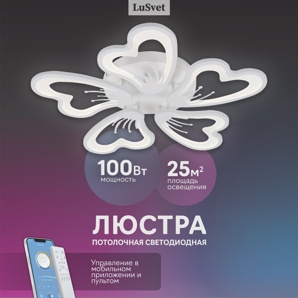 Люстра потолочнаяLuSvetсветодиодная, LED - купить по выгодной цене в  интернет-магазине OZON с доставкой (1265260431)