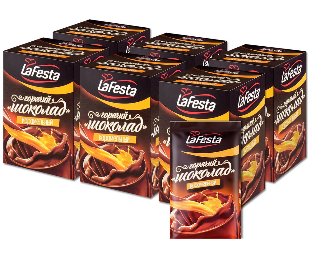 Горячий шоколад растворимый LaFesta "Карамельный" с какао, в пакетиках, 22 г, 60 шт.  #1