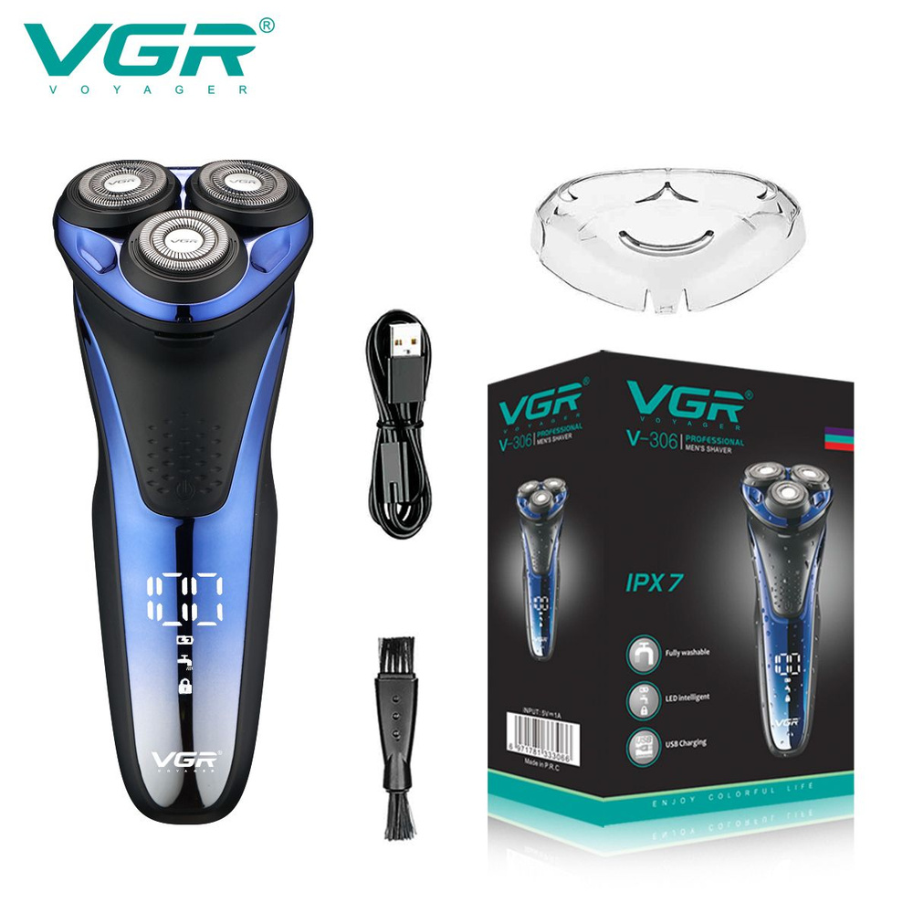 Бритва для мужчин VGR v-306 электробритва с триммером для бороды, водонепроницаемая с низким уровнем #1